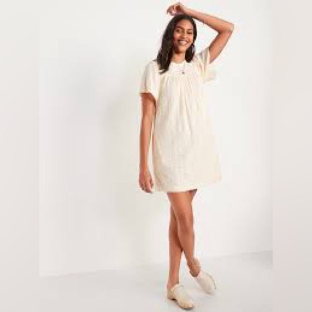 Off white embroidered dress (sz Tall L)